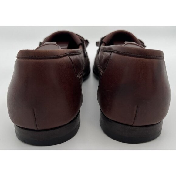 Santoni Italy Handmade Stitched Brown Leather Kiltie Tassell Loafers Men Size 9D - Picture 8 of 11
